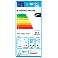 Sèche-linge pompe à chaleur avec condenseur 60cm 10kg blanc - RH1V50WH - LG