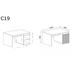 Vivaldi Bureau MODERNO C-19 Chene Artisan 120 cm