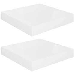 Maison Chic Lot de 2 Étagère murale flottante,Etagère de rangement Blanc brillant 23x23,5x3,8cm MDF -MN21487