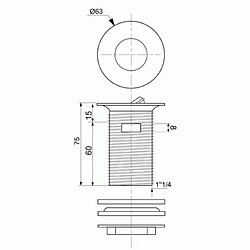 Wirquin Bonde de lavabo laiton à clapet rotatif avec trop plein Ht 75mm