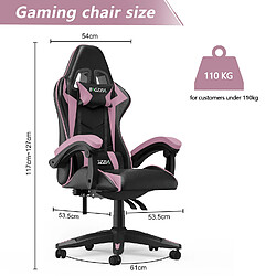 Acheter RATTANTREE Chaise de Gaming, fauteuil gaming, avec Lombaire&Appui-Tête Appui, chaise gamer, Ergonomique PU Cuir Chaise Bureau, fauteuil gamer, chaise bureau gaming, Dossier Inclinable à 155, Noir Rose