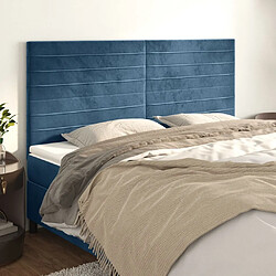 Maison Chic Lot de 4 Têtes de lit design pour chambre - Décoration de lit Bleu foncé 80x5x78/88 cm Velours -MN72286