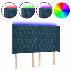 Maison Chic Tête de lit scandinave à LED,meuble de chambre Bleu foncé 147x16x118/128 cm Velours -MN21732