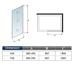 Aica Sanitaire Pare baignoire 40x130cm en verre securit anticalcaire 5mm pas cher