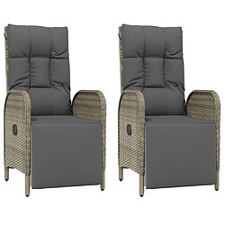 Acheter Salle à manger de jardin 3 pcs,Table et chaise à dîner avec coussins Gris -MN84139