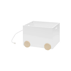 Mobili Rebecca Chariot De Jeu Malle Mdf Blanche Avec Corde Pour Chambre D'enfant