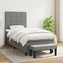 Maison Chic Lit Adulte - Lit simple Lit à sommier tapissier avec matelas moelleux - Meuble de Chambre - Gris foncé 100x200cm Tissu -MN95340