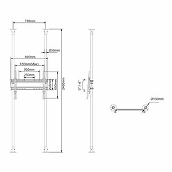 Avis Kimex Support sol-plafond pour écran TV 50''- 100'' - Hauteur max 240cm