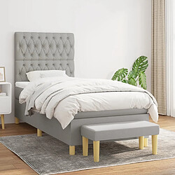 Maison Chic Lit Adulte - Lit simple Lit à sommier tapissier avec matelas moelleux - Meuble de Chambre - Gris clair 90x200 cm Tissu -MN95490