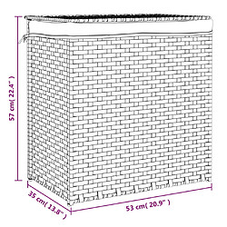 vidaXL Panier à linge avec 2 sections noir 53x35x57 cm résine tressée pas cher