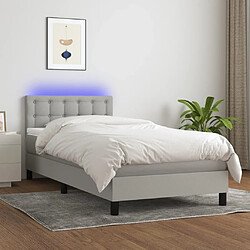 Sommier à lattes et matelas LED,Cadre à lattes de lit pour Adulte Gris clair 100x200 cm Tissu -MN78733