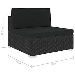 Acheter vidaXL Siège central sectionnel 1 pc et coussins Résine tressée Noir