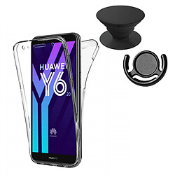 PHONECARE Kit Coque 3x1 360° Impact Protection + 1 PopSocket + 1 Support PopSocket Noir - Impact Protection - Huawei Y6 2018