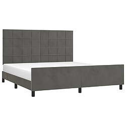 Avis Maison Chic Lit adulte - Cadre Structure de lit avec tête de lit Contemporain Gris foncé 160x200 cm Velours -MN56393