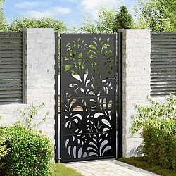 vidaXL Portail de jardin noir 105x180 cm acier conception de vagues