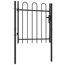 vidaXL Portillon simple porte avec dessus arqué Acier 1x1 m Noir