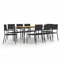 Salle à manger de jardin 9 pcs,Table et chaise à dîner Résine tressée Noir -MN94999