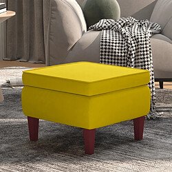 vidaXL Tabouret avec pieds en bois Jaune Velours