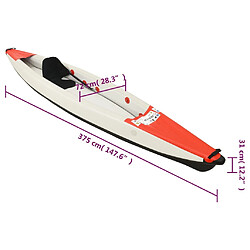 vidaXL Kayak gonflable rouge 375x72x31 cm polyester pas cher