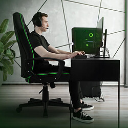 ML DESIGN MODERN LIVING Chaise de gamer avec fonction bascule assise large noir/vert en similicuir ML-Design pas cher