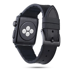 Bracelet en cuir véritable + silicone noir pour votre Apple Watch Series 3/2/1 38mm/Series 4 40mm