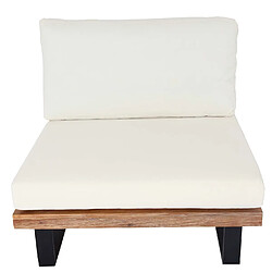 Avis Decoshop26 Fauteuil lounge de jardin en bois d'acacia marron clair et aluminium coussin blanc crème 04_0006843