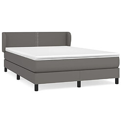 vidaXL Sommier à lattes de lit avec matelas Gris 140x190 cm Similicuir