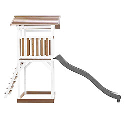 AXI Beach Tower Aire de Jeux avec Toboggan en gris & Bac à Sable | Grande Maison enfant extérieur en marron & BLANC | Cabane de Jeu en Bois FSC pas cher