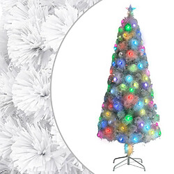 vidaXL Arbre de Noël artificiel pré-éclairé blanc 210 cm fibre optique