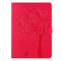 Etui en PU motif chat et arbre avec support magnétique rouge pour votre iPad mini (2021)