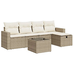 vidaXL Salon de jardin avec coussins 6 pcs beige résine tressée