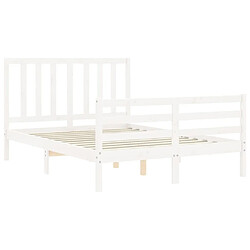 Maison Chic Cadre/structure de lit avec tête de lit pour adulte - Lit Moderne Chambre blanc petit double bois massif -MN95875 pas cher