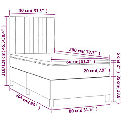 vidaXL Sommier à lattes de lit avec matelas Crème 80x200 cm Tissu pas cher