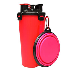 Wewoo Distributeur d'Eau Animaux rouge pour de compagnie avec un bol pliant Bouteille et de nourriture à double usage portative extérieure