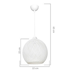 Avis Helloshop26 Lustre lampe lumière suspendu suspension corde de jute hauteur 65 cm E27 blanc 03_0007532