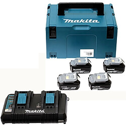 Pack énergie Makita 4 batteries 18 V 6 Ah BL1860B chargeur double DC18RD coffret MAKPAC