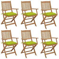 vidaXL Chaises pliables de jardin lot de 6 avec coussins Bois d'acacia