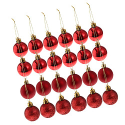 Avis 24pcs 6cm boules de noël ornements d'arbre de Noël suspendus décorations rouges