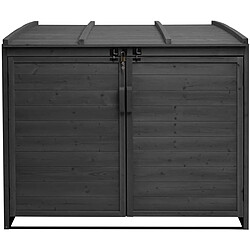 Avis Decoshop26 Abri de poubelles extérieur conteneurs à ordures jusqu'à 4 bacs en bois anthracite MDJ04172