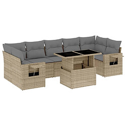 vidaXL Salon de jardin avec coussins 8 pcs beige résine tressée