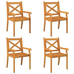 Maison Chic Lot de 4 Chaises à manger jardin,Fauteuil/Chaises à dîner d'extérieur Bois d'acacia massif -MN50028