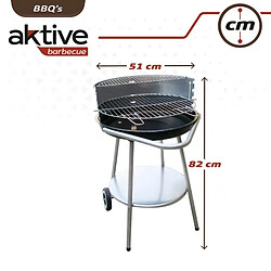 Roues de barbecue au charbon de bois Aktive Métal émaillé 51 x 82 x 51 cm Noir