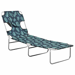 Acheter Maison Chic Chaise longue avec coussin de tête - Transat - Bain de Soleil Acier Motif de feuilles