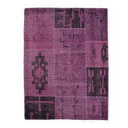 Thedecofactory KILIM - Tapis en laine artisanal patchwork ethnique violet 120x170