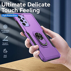 Coque en TPU anti-rayures avec béquille à anneau rotatif violet/noir pour votre Samsung Galaxy A73 5G