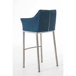 Acheter Decoshop26 Tabouret de bar chaise haute de comptoir couture carrées assise en tissu bleu 4 pieds stables en acier inoxydable 10_0004722