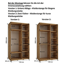 Abiks Meble Armoire DAVOS 1 À Portes Coulissantes 235,2/130/60 2 Portes pas cher