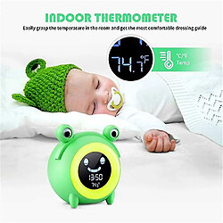 Universal Réveil enfant veilleuse bébé 5 couleurs haut-parleur luminosité réglable affichage du temps et température interne, vert