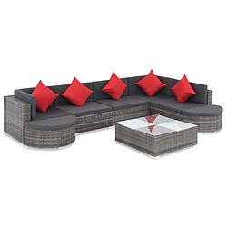 vidaXL Salon de jardin 8 pcs avec coussins Résine tressée Gris