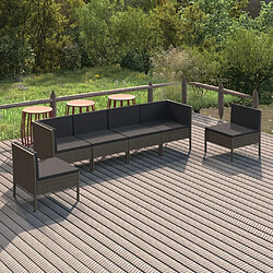 Maison Chic Salon de jardin 6 pcs + coussins - Mobilier/Meubles de jardin - Table et chaises d'extérieur Résine tressée Gris -MN94141